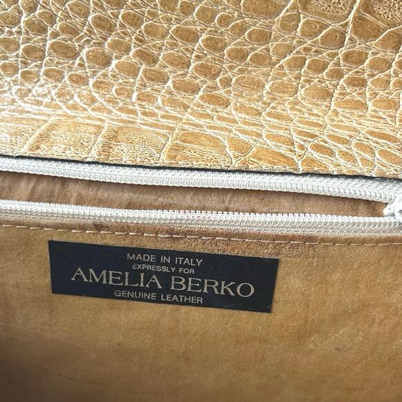 Amelia Berko Vintage Leather Tan Clutch Handbag, Retro Purse, Italian Leather - Picture 4 of 11